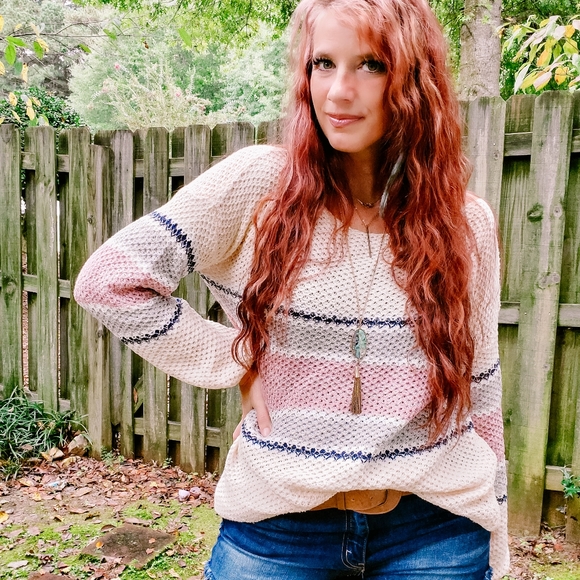 SOLD!! BiBi Large gauge stripe sweater NWT - Picture 8 of 9